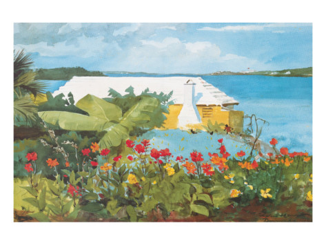 Flower Garden and Bungalow, Bermuda, c.1899 By Winslow Homer
